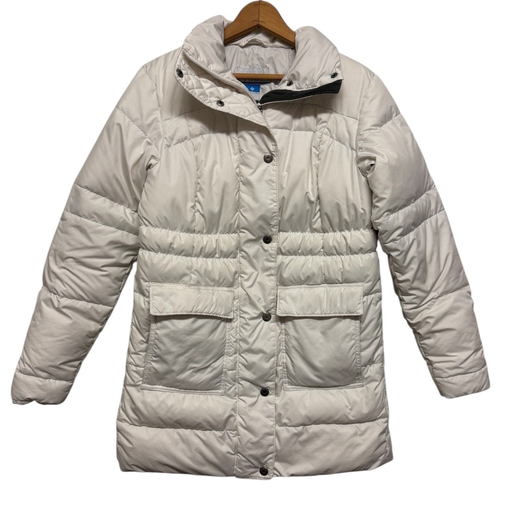 Columbia Women's Down Insulated Puffer‎ Jacket white Full Zip Pockets Size small